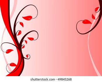 A red floral background with a red floral design on a pink graduated background