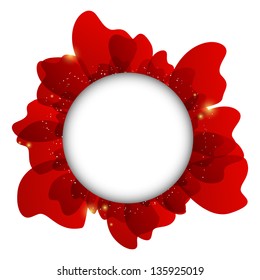 Red floral background with place for text