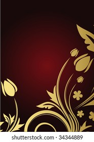 Red floral background with place for text