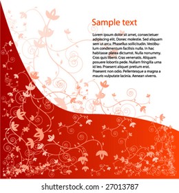 Red floral background with space for text. Vector.