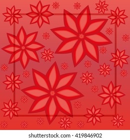 Red floral background. Space for text. Abstract, color, square.