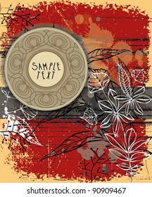 red floral background, text