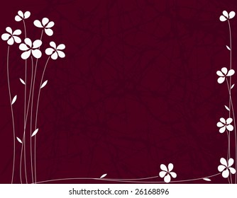 Red floral background. Vector illustration.