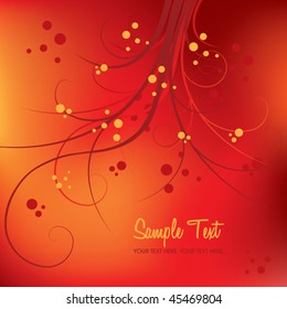 red floral background, vector illustration