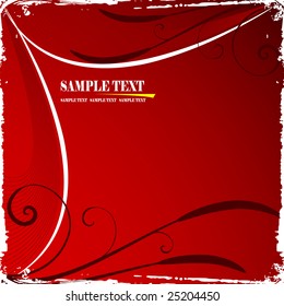red floral banner