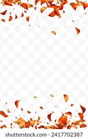 Red Floral Blur Vector Transparent Background. Falling Lotus Template. Delicate Sakura Fly Pattern. Beautiful Rose Spring Backdrop.