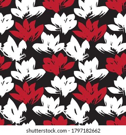 Red Floral brush strokes seamless pattern background for fashion prints, graphics, backgrounds and crafts