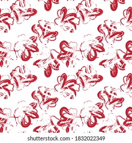 Red Floral brush strokes seamless pattern background for fashion prints, graphics, backgrounds and crafts