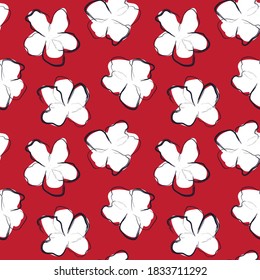 Red Floral brush strokes seamless pattern background for fashion prints, graphics, backgrounds and crafts