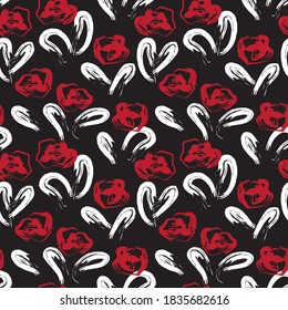 Red Floral brush strokes seamless pattern background for fashion prints, graphics, backgrounds and crafts