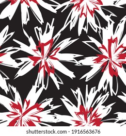 Red Floral brush strokes seamless pattern background for fashion prints, graphics, backgrounds and crafts