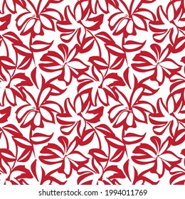 Red Floral brush strokes seamless pattern background for fashion prints, graphics, backgrounds and crafts