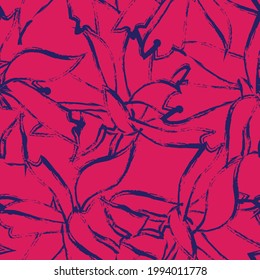 Red Floral brush strokes seamless pattern background for fashion prints, graphics, backgrounds and crafts