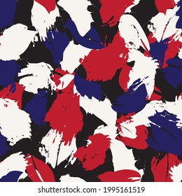Red Floral brush strokes seamless pattern background for fashion prints, graphics, backgrounds and crafts
