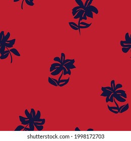 Red Floral brush strokes seamless pattern background for fashion prints, graphics, backgrounds and crafts