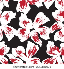 Red Floral brush strokes seamless pattern background for fashion prints, graphics, backgrounds and crafts
