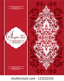  RED FLORAL DAMASK INVITATION CARD