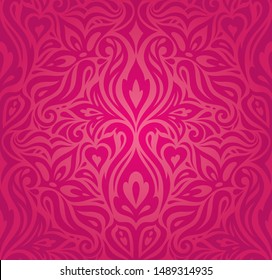 Red floral decorative vector pattern wallpaper background vintage fashion design