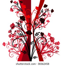 Red floral design