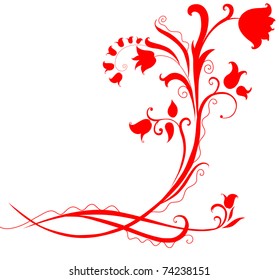 Red floral design. Vector
