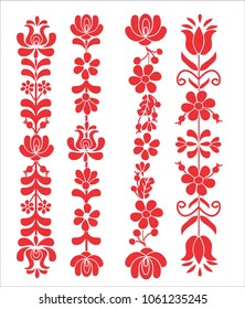 Red floral emrboidery seamless pattern folk art background