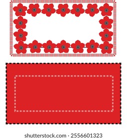 Red Floral Frame Designs with Bold Patterns, Ideal for Gift Cards, Greeting Cards, Invitation Templates,
 , Decorative Stationery, and Festive Themes  
