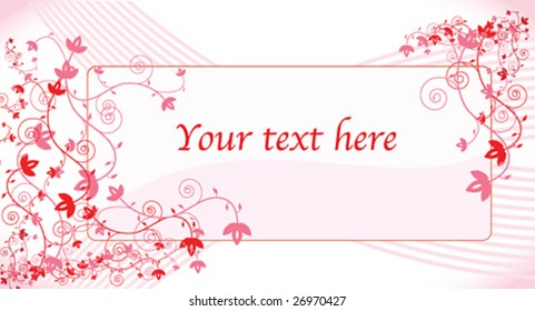 Red floral frame with space for text. Vector.