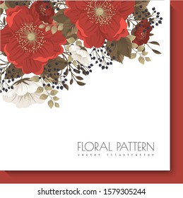 Red floral frame - red and white flowers