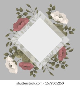 Red floral frame - red and white flowers