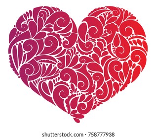 Red floral heart clipart motif vector graphic elements