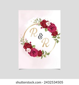 Red Floral Invitation Card. Illustrator and designer. Wedding Invites, save the date, Birthday Invites, Video Invites, E-Cards.