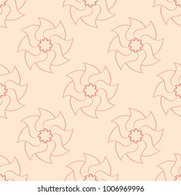 Red floral ornament on beige background. Seamless pattern for textile and wallpapers