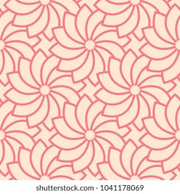 Red floral ornament on beige background. Seamless pattern for textile and wallpapers