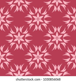 Red floral ornament. Seamless pattern for textile and wallpapers