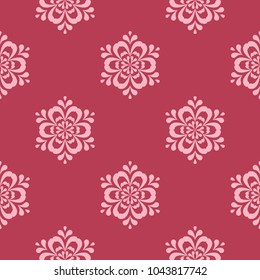 Red floral ornament. Seamless pattern for textile and wallpapers