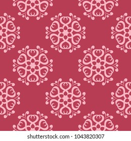 Red floral ornament. Seamless pattern for textile and wallpapers