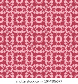 Red floral ornament. Seamless pattern for textile and wallpapers