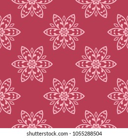 Red floral ornament. Seamless pattern for textile and wallpapers