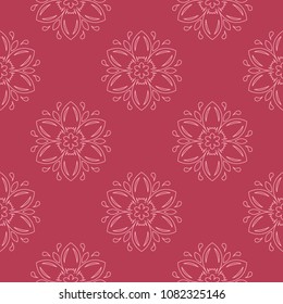 Red floral ornament. Seamless pattern for textile and wallpapers