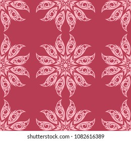 Red floral ornament. Seamless pattern for textile and wallpapers