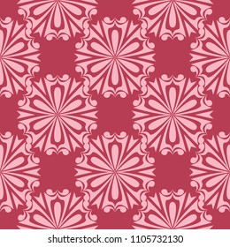 Red floral ornament. Seamless pattern for textile and wallpapers