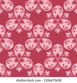 Red floral ornament. Seamless pattern for textile and wallpapers