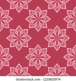 Red floral ornament. Seamless pattern for textile and wallpapers