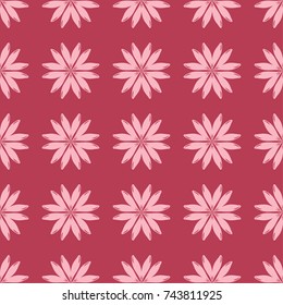 Red floral ornament. Seamless pattern for textile and wallpapers