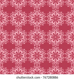 Red floral ornament. Seamless pattern for textile and wallpapers