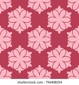 Red floral ornament. Seamless pattern for textile and wallpapers