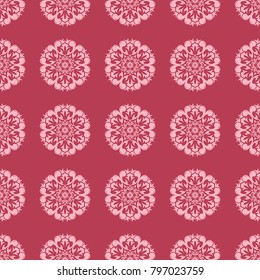 Red floral ornament. Seamless pattern for textile and wallpapers