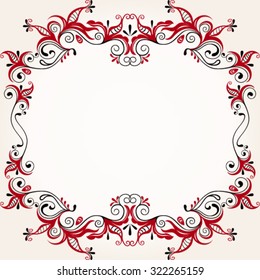 Red floral pattern on pastel background - vector illustration.