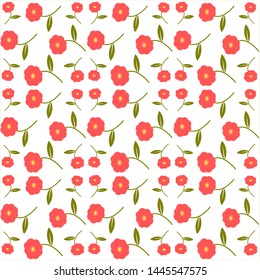 Red  floral pattern print on white background