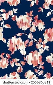 red floral pattern textile design. abstract flowers on a dark background